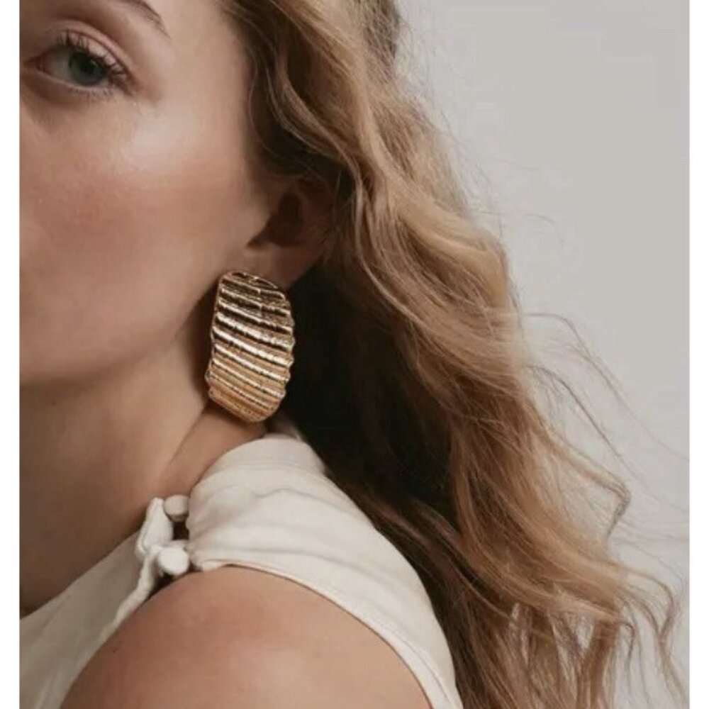 Aria Drop Earrings LELET NY textural allure rich golden shine